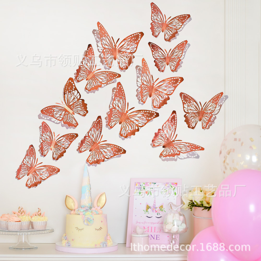 Lthd029 mariposas volando mariposas tridimensionales filmando accesorios, embellecimiento del hogar, decoración de fiestas, decoración de cumpleaños