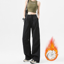 良诺~工装裤女2025新款秋冬厚款高腰显瘦降落伞裤宽松束脚运动裤