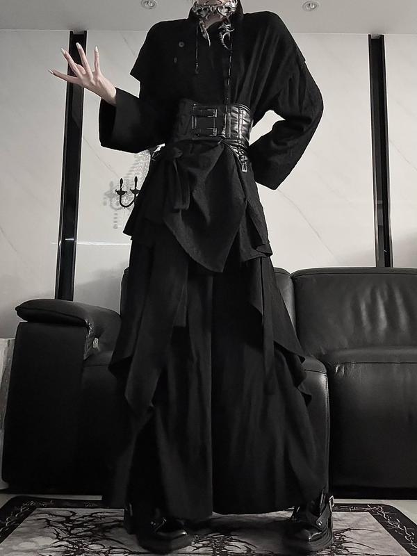 小众设计感长袖衬衫男女山本风肌理解构新中式斜门襟绑带衬衣外套|undefined