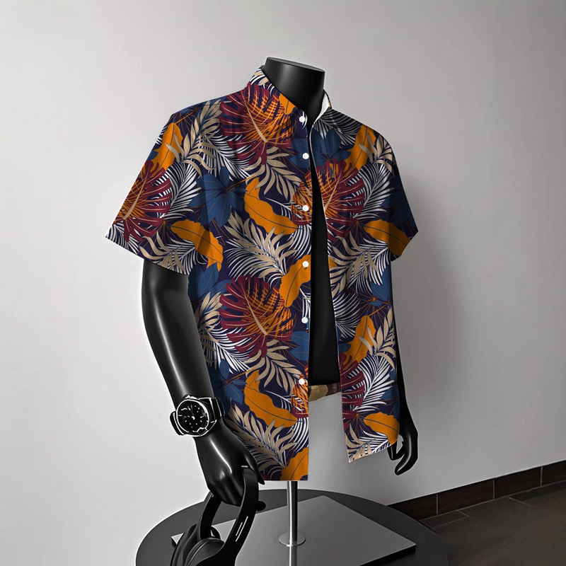 Hong Kong Style vintage Hawaiian American Style Short Sleeve Floral Shirt Men's Summer Casual Trendy Beach Couple Shirt Hong Kong Style vintage Hawaiian American Style Short Sleeve Floral Shirt Men's Summer Casual Trendy Beach Couple Shirt