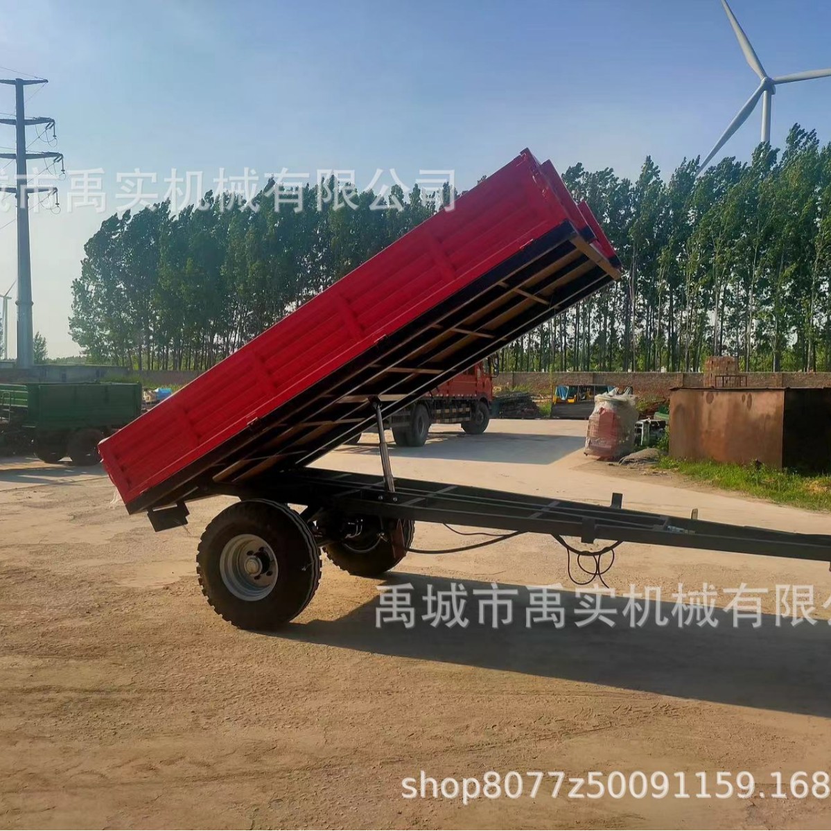 农用拉粮养殖场拉青储液压自卸后翻拖车四轮拖拉机拖车