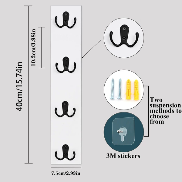 Wall-mounted household four-link hook-12mm white