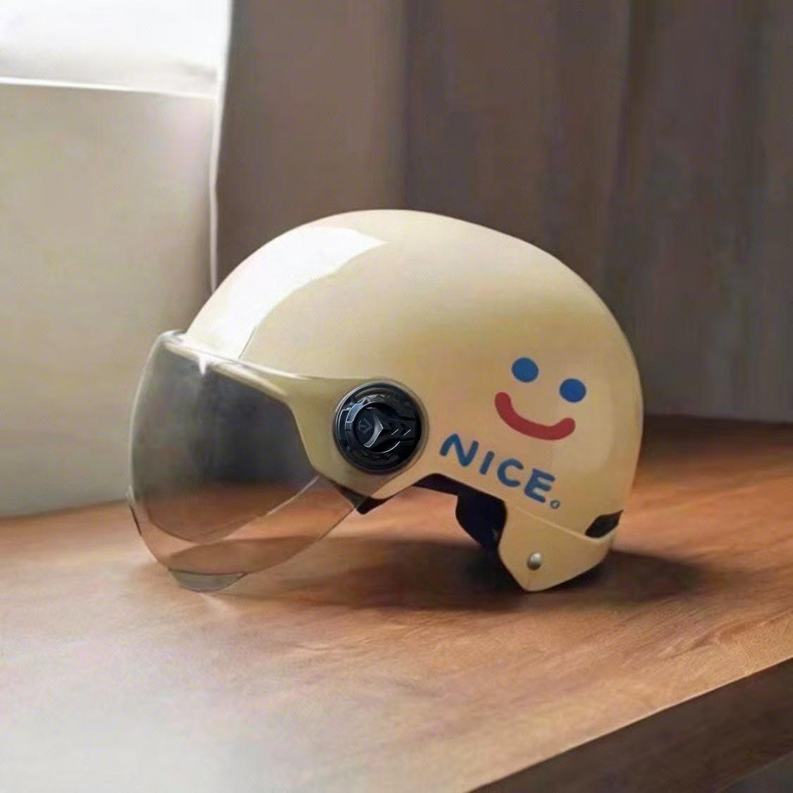 Certified Electric Vehicle Helmet, Motorcycle and Electric Scooter Personalized Sun Protection Cartoon Couple Half Helmet, Unisex Safety Helmet, Smooth Finish