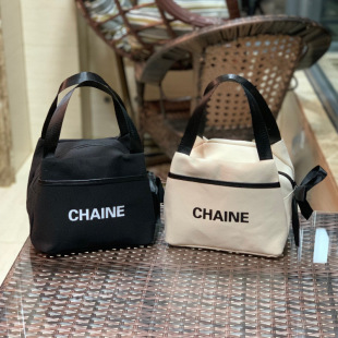 New Canvas Letters Simple Small Fragrant Style Portable Lunch Box Bag for Work Hand-Carrying Lunch Bag Food Bag Mummy Bag