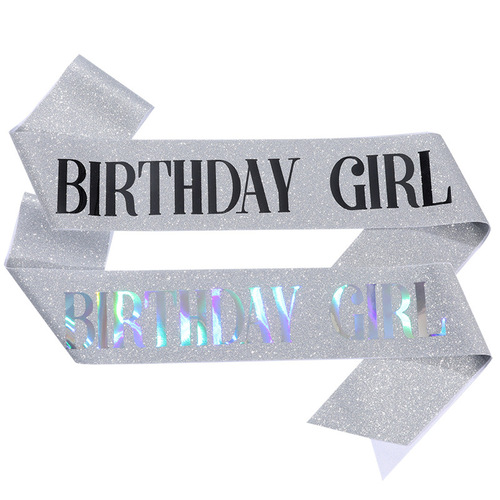 New birthday party glitter cloth non-woven shoulder strap etiquette belt birthday girl birthday girl ribbon