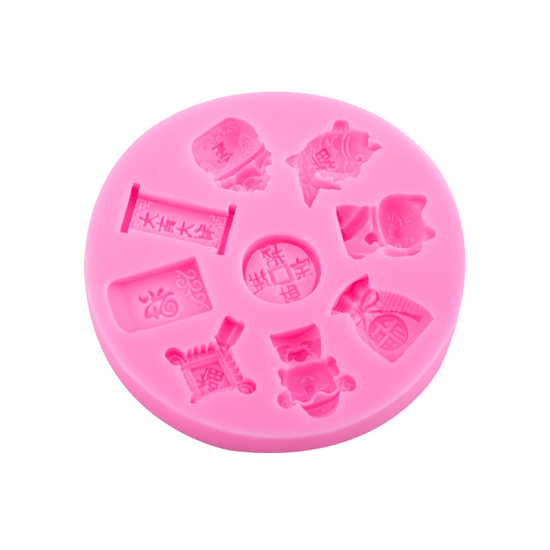 Festival de estilo chino Festival de primavera tema molde de silicona Dios de la riqueza Festival de primavera copla cornucopia nudo chino epoxi colgante molde