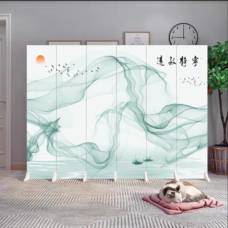 Chinese Solid Wood Screen Partition Living Room Tea Room Entrance Blocking Movable Screen Hotel Entrance Partition Background Wall