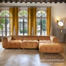法式复古多人位转角模块沙发轻奢设计师小户型组合客厅拉扣豆腐块
