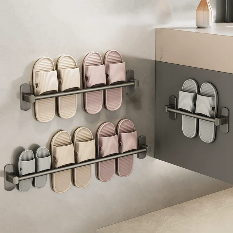 Серая стойка для тапочек для ванной без перфорации стеллаж для хранения туалетной обуви настенная сушильная стойка для унитаза за дверью