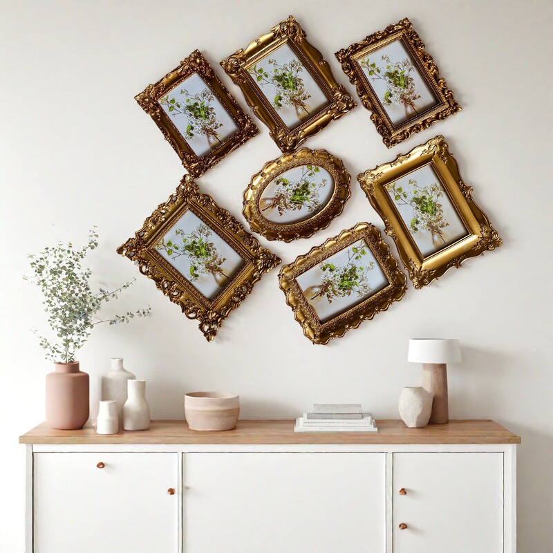European-Style Carved Resin Photo Frame, Golden French-Style Photo Frame, Living Room Sofa Background Wall Decorative Painting Combination Resin Picture Frame European-Style Carved Resin Photo Frame, Golden French-Style Photo Frame, Living Room Sofa Background Wall Decorative Painting Combination Resin Picture Frame