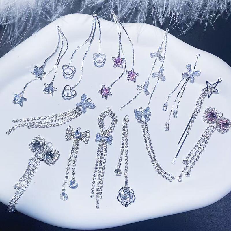 Super fairy high-end butterfly crystal star zircon tassel mobile phone chain pendant earrings pendant DIY jewelry accessories Super fairy high-end butterfly crystal star zircon tassel mobile phone chain pendant earrings pendant DIY jewelry accessories