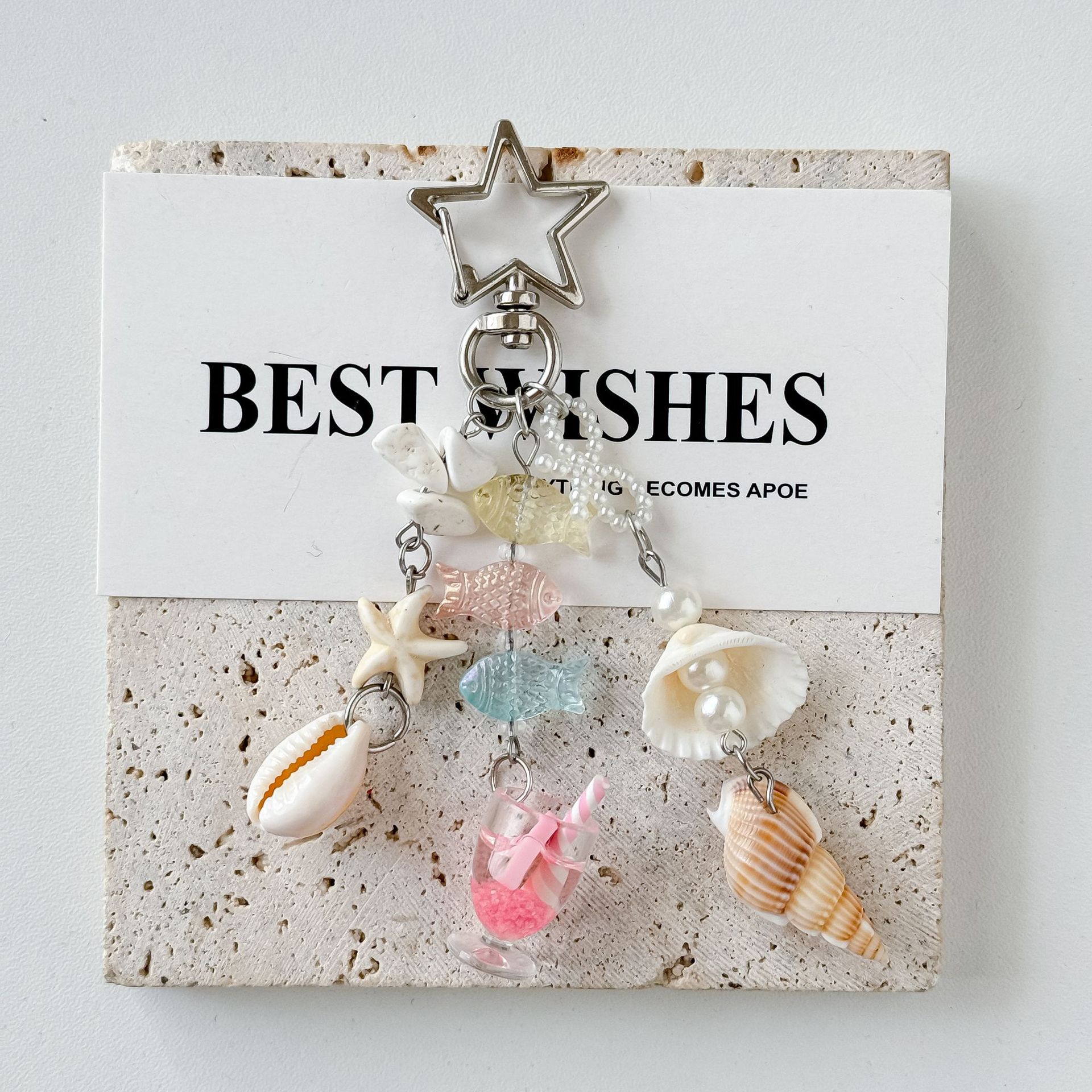 Cross-Border Ocean-Themed Pearl Shell Pendant Ins-Style Beaded Phone Chain Polaroid Bag Keychain