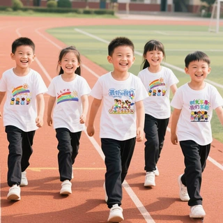 小学生运动会班服幼儿园亲子装儿童演出服男女童短袖t恤LOGO印花