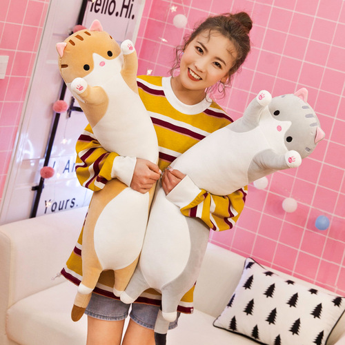 Manufacturer wholesale cute cat plush toy long cat doll lazy sleeping pillow rag doll doll girl