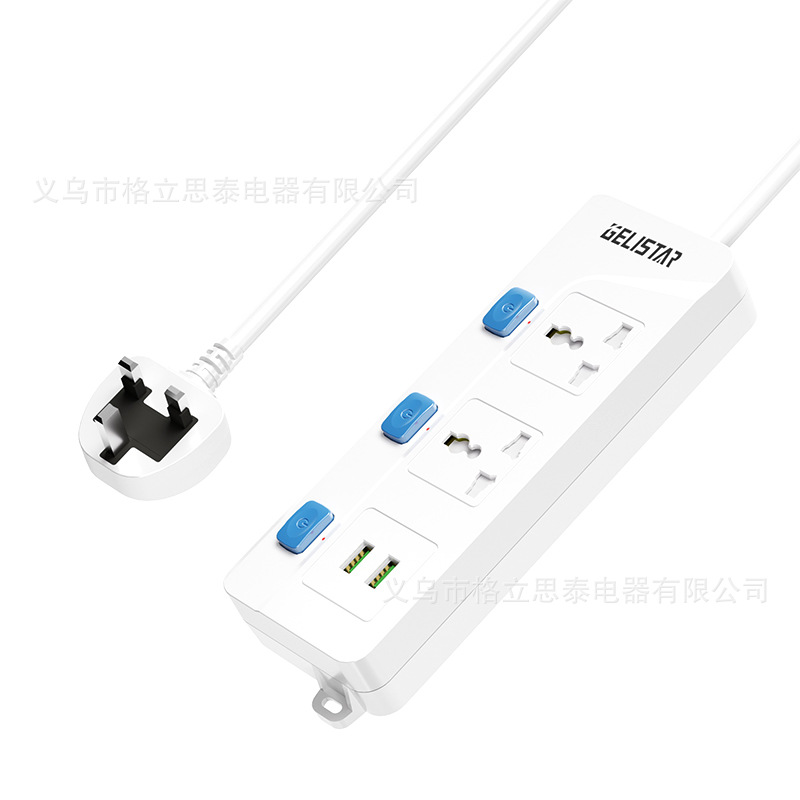 Gelistar跨境专供插板万能通用孔插排USB独立开关接线板外贸插座