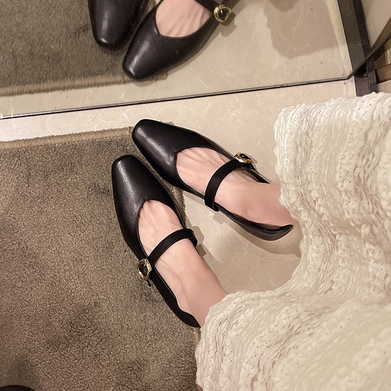 Summer low retro universal Mary Jane shoes flat low-cut square toe