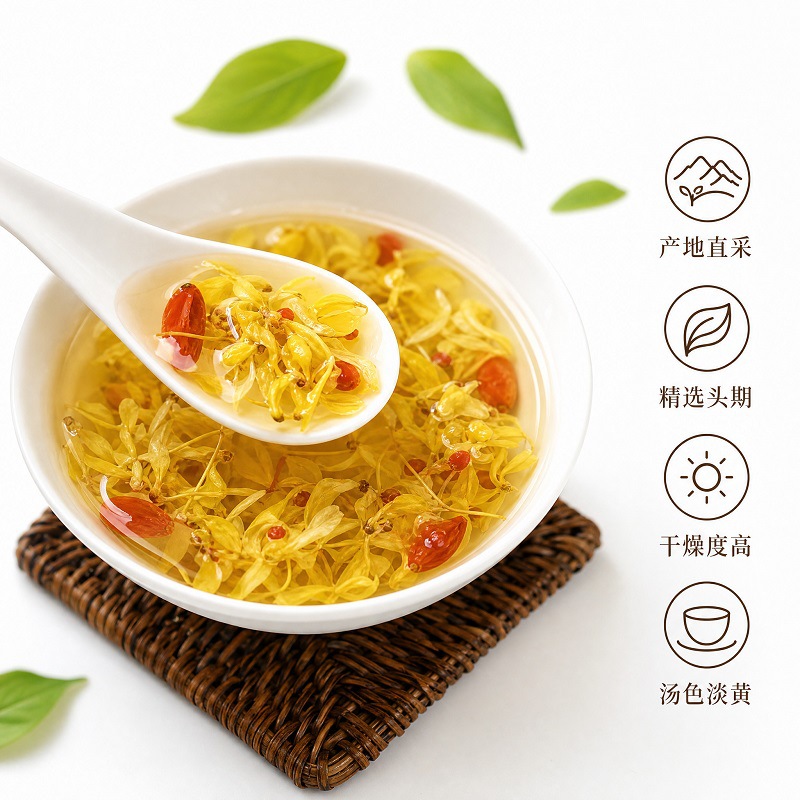 Drumstick Dendrobium Flowers (Dendrobium chrysotoxum) — Dried Dendrobium Flower Tea, 40g Jar key features
