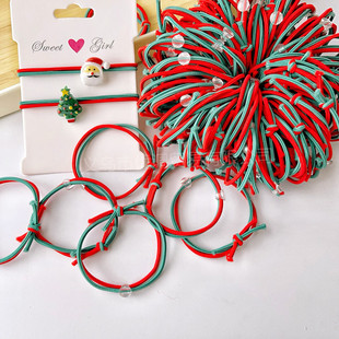 diy handmade hair rope accessories Christmas children's buckle patch rubber band fresh red and green adult headdress hair rope female