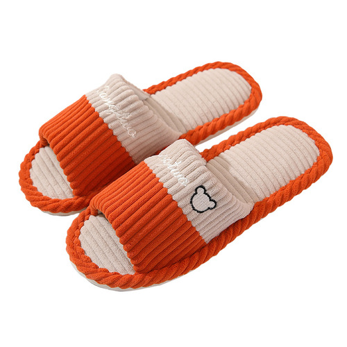  New Home Linen Slippers for Men and Women, Indoor Non-slip Soft Sole Four-Season Couple Floor Home Slippers Wholesale