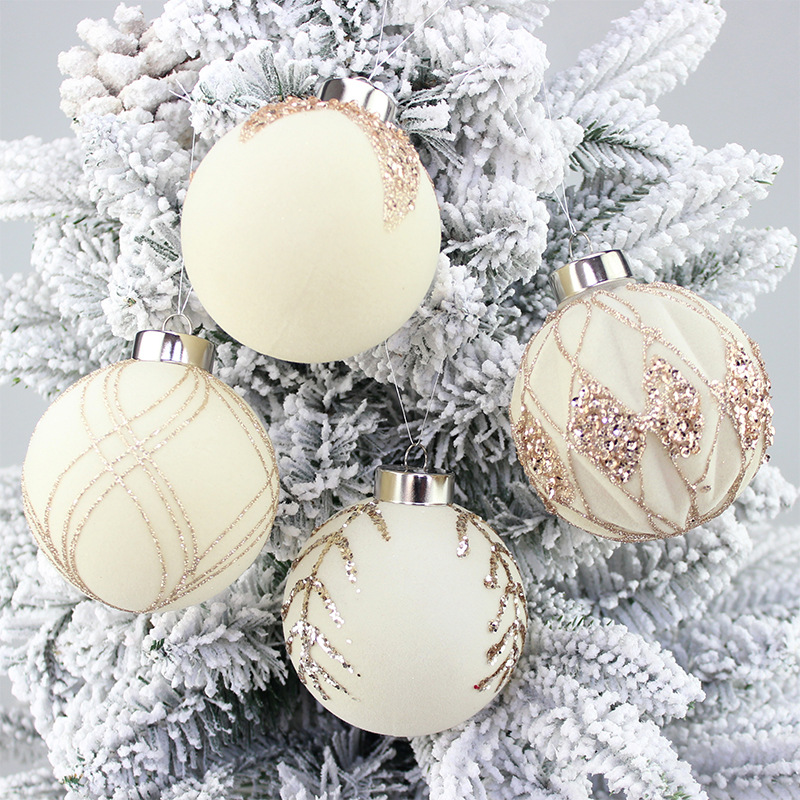 Amazon nuevo producto transfronterizo 8cm Navidad decoración dibujada a mano set de bolas de Navidad colgante de árbol de Navidad