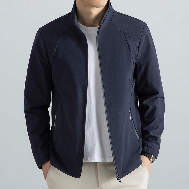 Autumn New Style Stand-Collar Men's Jacket, Solid Color Loose Windproof Jacket, Men's Business Wear, Direct Supply from Physical Stores