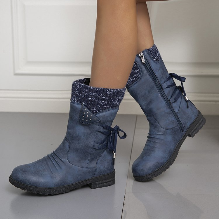 Large Size Short Boots Women Fashion Explosion Outer Boots Women Solid Color Low Heel Short Boots_voghion.com