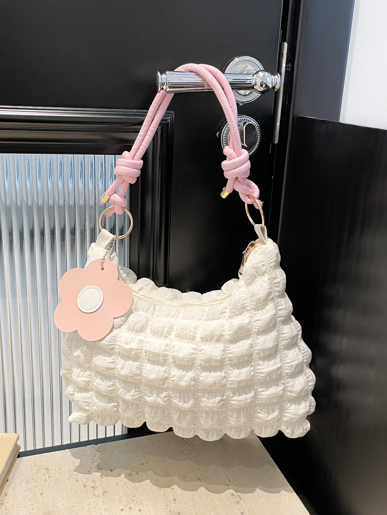 Fresh and Sweet Bubble Shoulder Bag, New for Spring 2026, Cute Floral Style Bag for Girls, Cross-Border Underarm Bag