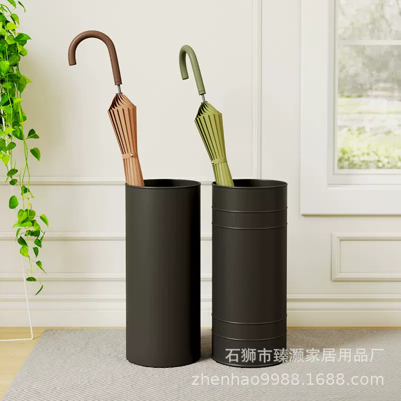 跨境门口入户雨伞架收纳金属铁艺简约雨伞桶酒店大堂圆形沥水伞筒