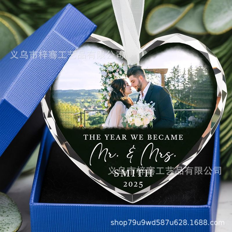 跨境亚马逊水晶挂饰礼物定制创意结婚照片文字室内装饰品圣诞挂件|undefined