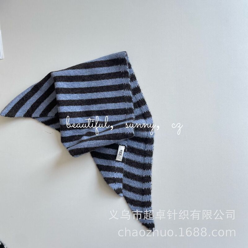 儿童时髦配饰春秋冬多用洋气条纹针织披肩三角巾小围脖领巾|undefined