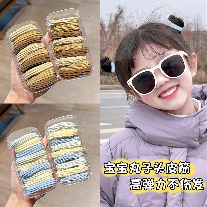 Azul leche correa de cuero para niños cabeza de alta elasticidad no daña bola de cabello cuerda de cabello toalla de niña cabeza de cabello