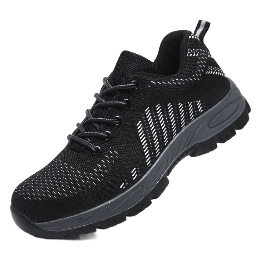 Новая обувь для охраны труда через границу, летающая ткацкая обувь, весенне-осенняя дышащая рабочая обувь, Противоударная и противоскользящая обувь для защиты труда для мужчин