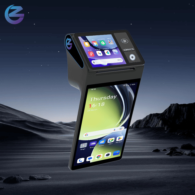 Doble pantalla alta definición caja registradora en todo uno catering minorista escaneo de código de pago cajero automático Android máquina POS inteligente personalizada