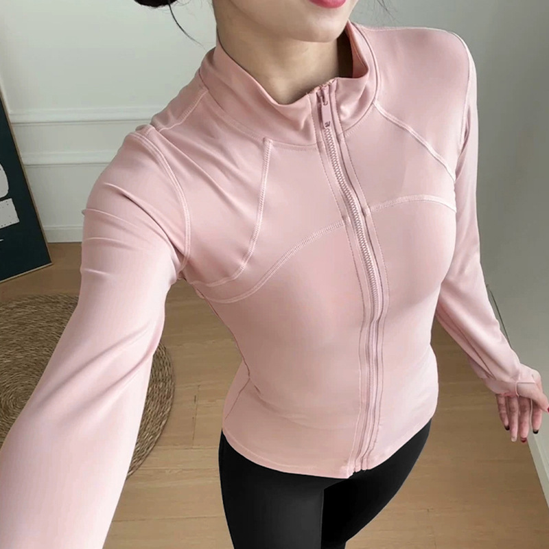 Spring and autumn Pilates set for women, featuring a stand-up collar, zip-up design, slim-fit long-sleeved top, and high-waisted, high-elasticity yoga pants Spring and autumn Pilates set for women, featuring a stand-up collar, zip-up design, slim-fit long-sleeved top, and high-waisted, high-elasticity yoga pants