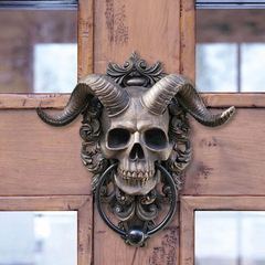 Cross-border independent station decorative door ring, featuring punk Satan skull sheep head wall hanging, resin craftwork.