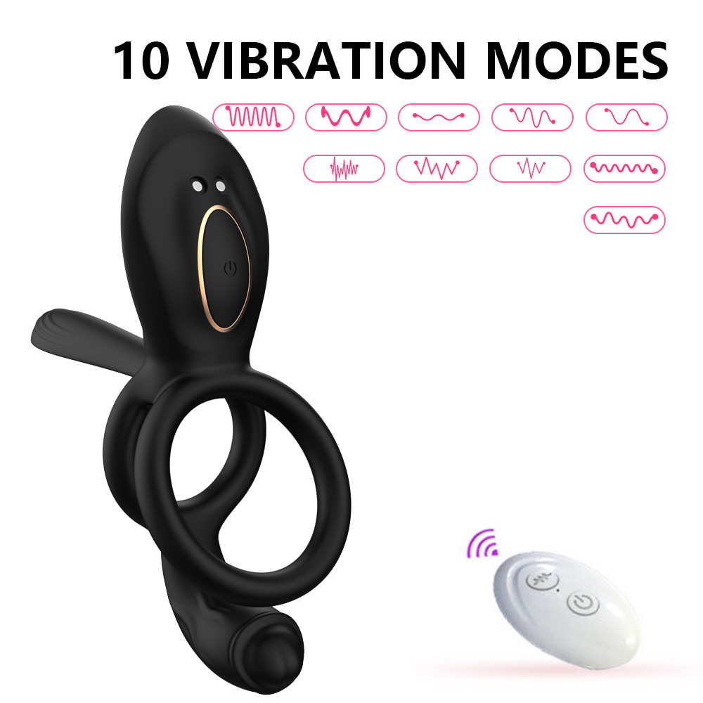 App-Controlled Vibrating Lock Ring with Remote, Dual Rings, Liquid Silicone, Prostate Toy — detail image 4