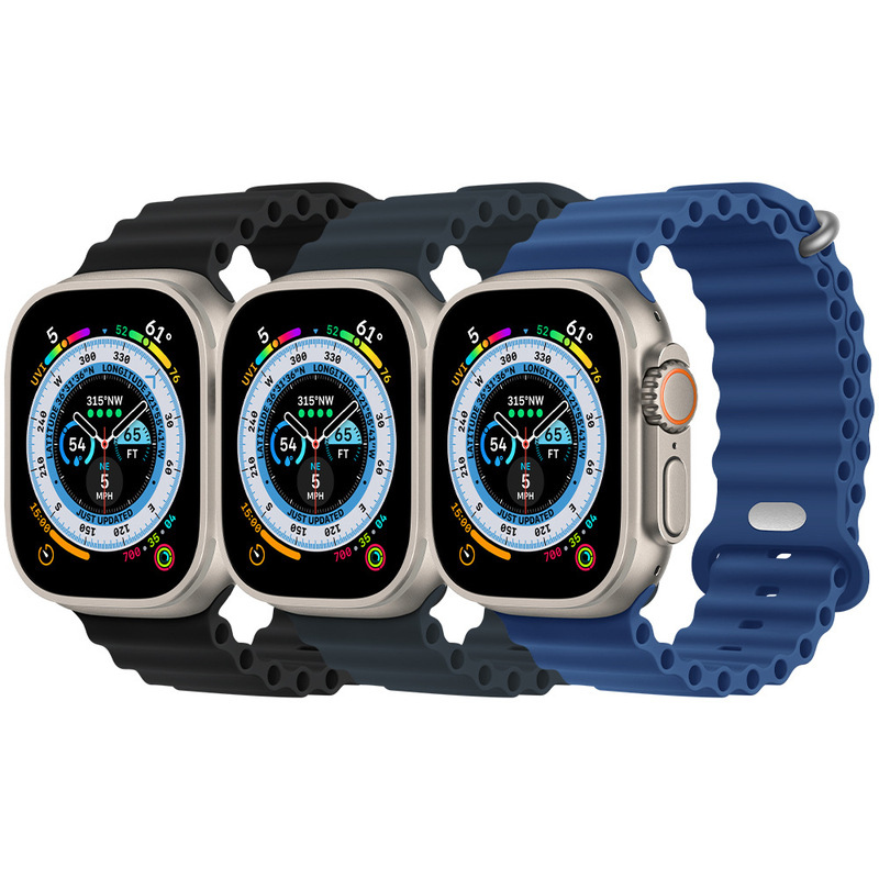 For apple watch apple iwatch5678 eight generation SE Ocean double buckle Ultra silicone strap