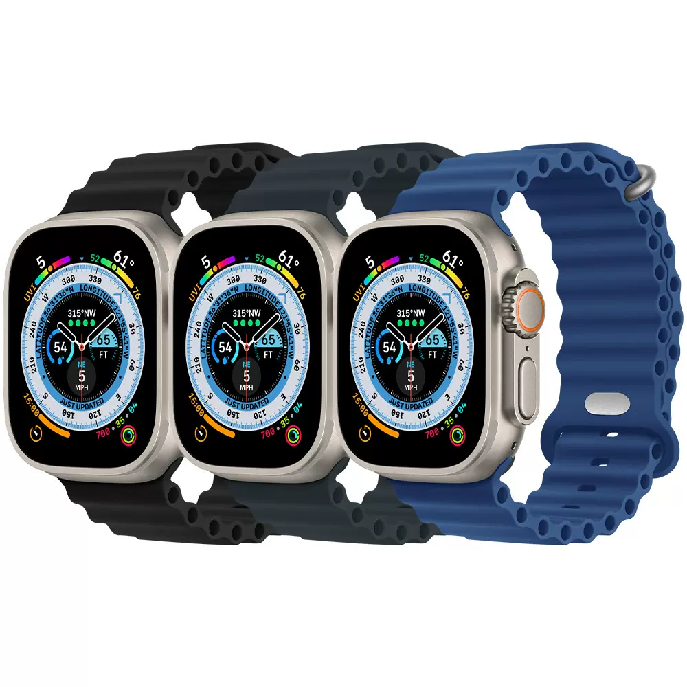 适用于apple watch苹果iwatch5678八代SE海洋双扣Ultra硅胶表带