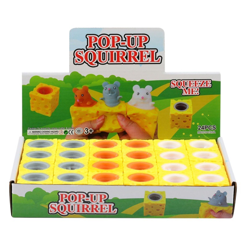 Creativa descompresión lindo queso ratón taza pellizco música squeeze ventilación ardilla taza descompresión juguete en stock al por mayor