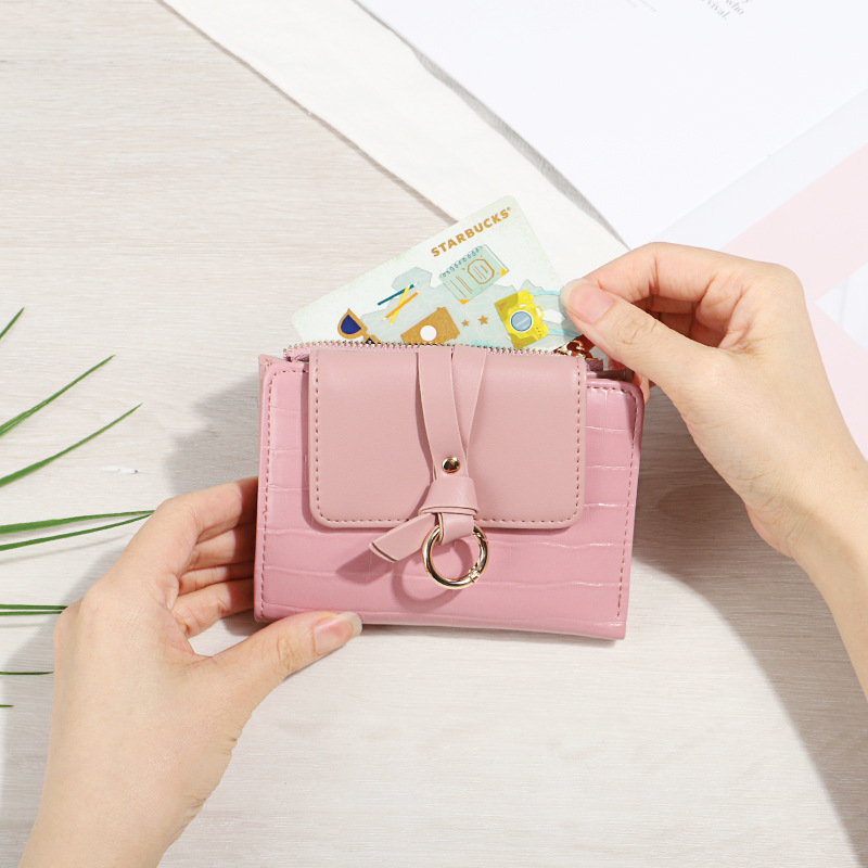 Cartera pequeña para niñas, estilo corto, versión coreana, dibujos animados bonitos, monedero compacto mini triple, tarjetero para estudiantes, tendencia transfronteriza.