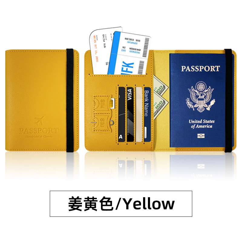 Protección de pasaporte transfronteriza multi-tarjeta, este conjunto de pasaporte de cuero grueso pu se puede fijar en bolsas de pasaporte de cuero LOGO.