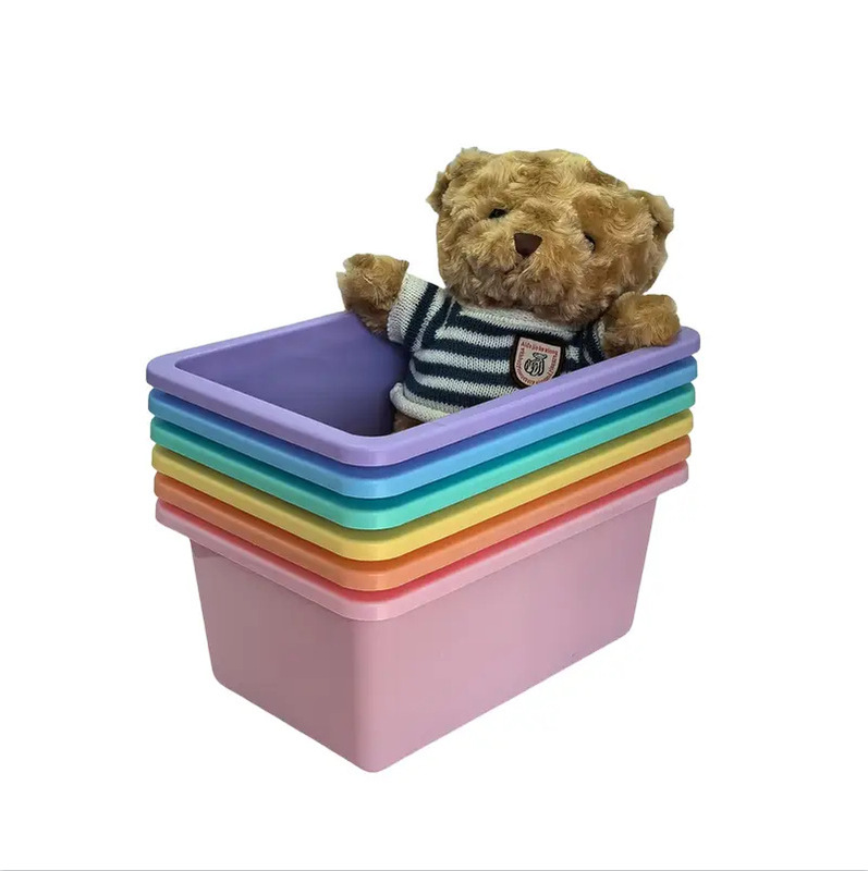 越境製品カラープラスチック収納ボックス子供玩具分類デスクトップ収納オフィス文房具収納カバー付き|undefined