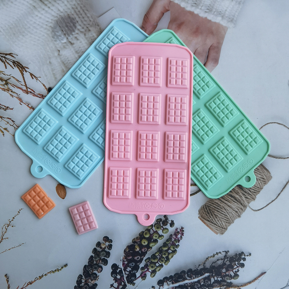 Silicone 12 waffle chocolate inserción vela flip goteo de goma molde de galletas molde de jalea pudín