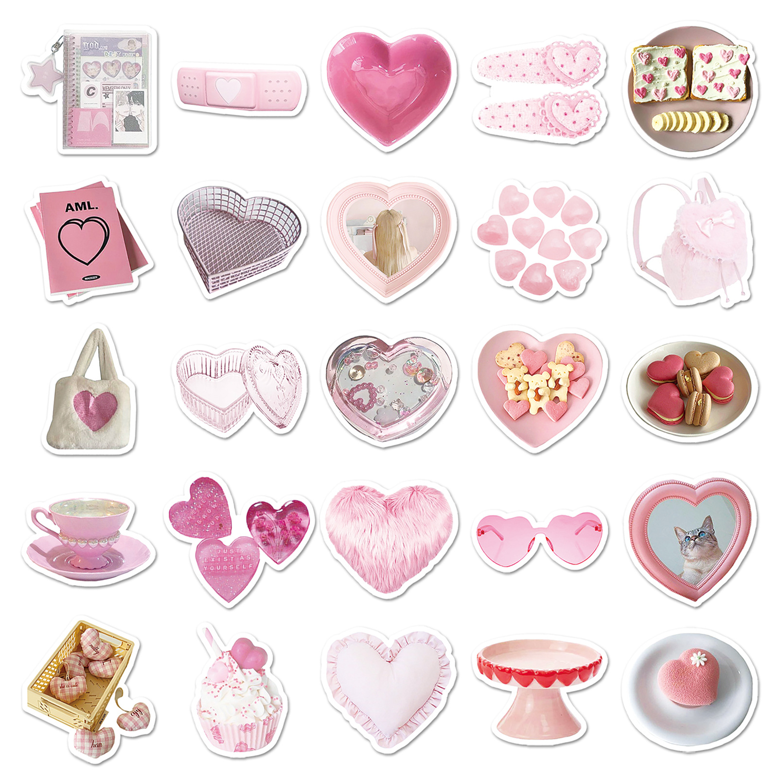 Stickers Stationery Type 1 Set Heart Shape Cat School Graduation PVC Self-adhesive Cartoon Style Cute Stickers