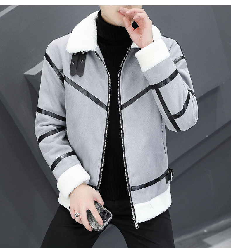 Men's Leather Jacket With Velvet Lining And Fur Collar Warm_voghion.com