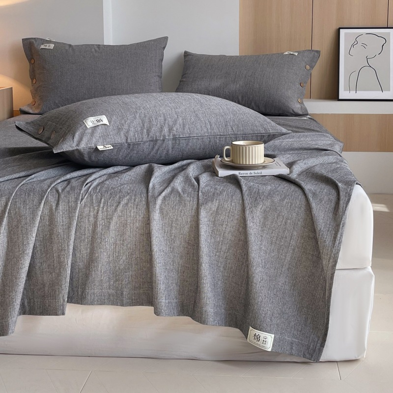 Una sábana de algodón lavado de algodón puro de una sola pieza 100 algodón engrosado Funda de almohada para dormitorio individual Juego de tres piezas 3 Four Seasons Universal