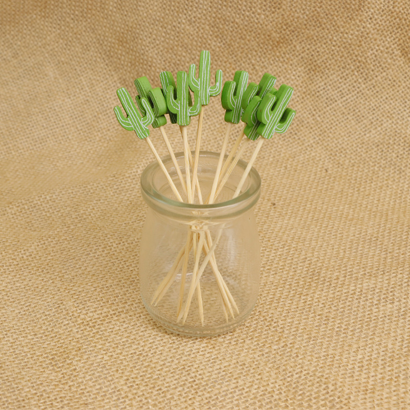 Desechable palo de bambú 12cm cóctel decorativo palo de postre