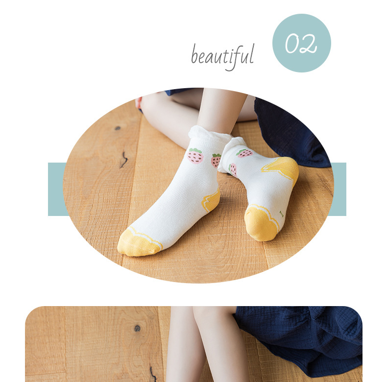 Children's Lace Fruit Color Combed Cotton Tube Socks 5 Pairs Wholesale Nihaojewelry display picture 4