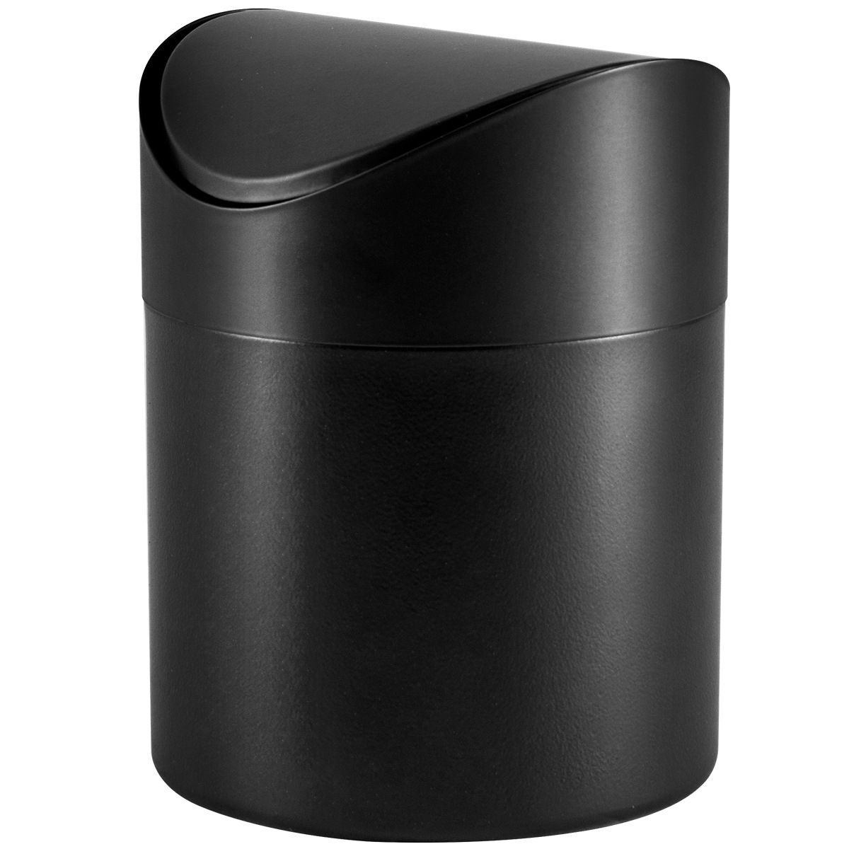 Cubo de basura de escritorio negro de 1.3L con tapa basculante, contenedor de almacenamiento para oficina, mini cubo de basura para coche con tapa abatible
