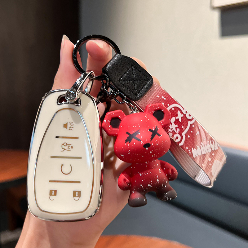 시보레 H-스마트 5 키 [싱글 쉘 화이트] + 레드 폭력 곰 펜던트